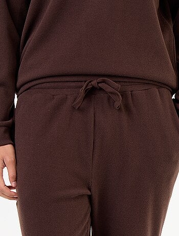 Ensemble pyjama long t-shirt + pantalon gaufrés - 2 pièces