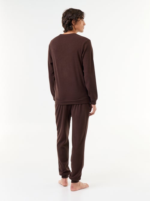 Ensemble pyjama long t-shirt + pantalon gaufrés - 2 pièces - Kiabi