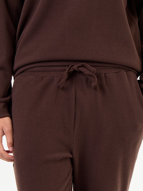 Ensemble pyjama long t-shirt + pantalon gaufrés - 2 pièces - Kiabi