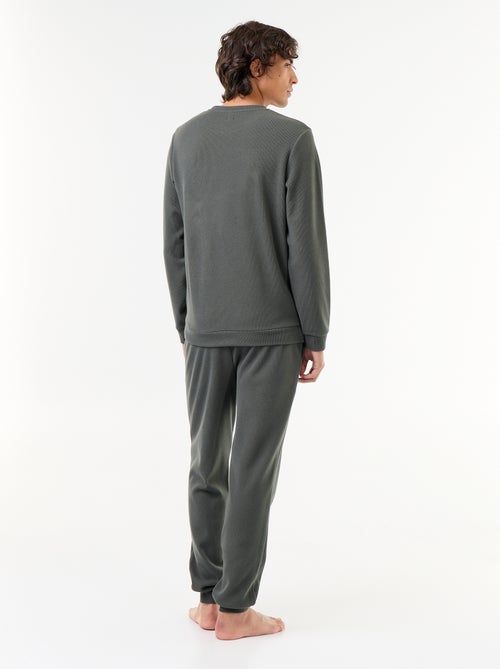 Ensemble pyjama long t-shirt + pantalon gaufrés - 2 pièces - Kiabi