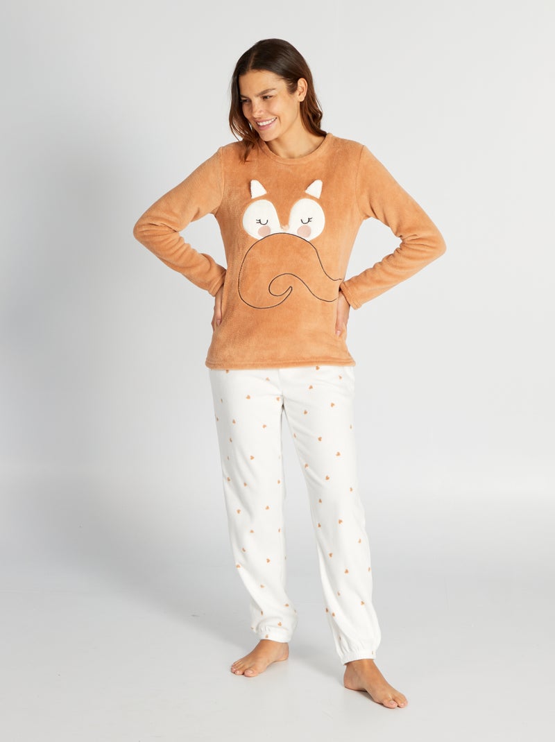 Ensemble pyjama polaire - 2 pièces Marron - Kiabi