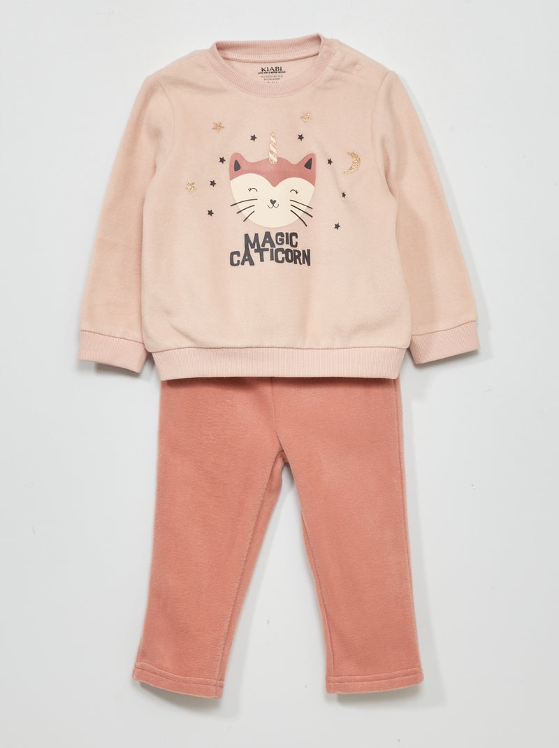 Ensemble pyjama polaire - 2 pièces Rose - Kiabi