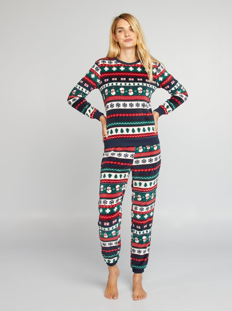 Ensemble pyjama polaire de Noël Bleu marine - Kiabi