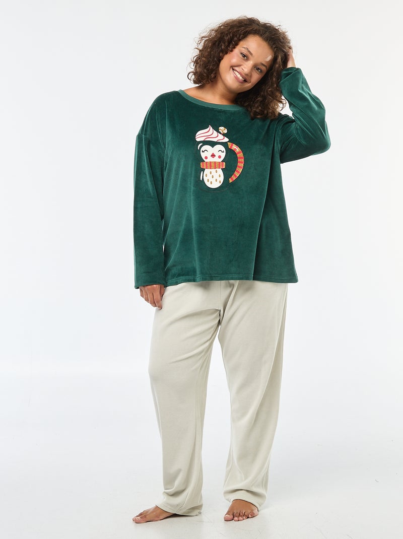 Ensemble pyjama polaire Noël - 2 pièces Vert - Kiabi