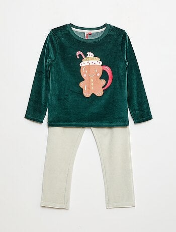 Ensemble pyjama polaire Noël t-shirt + pantalon - 2 pièces