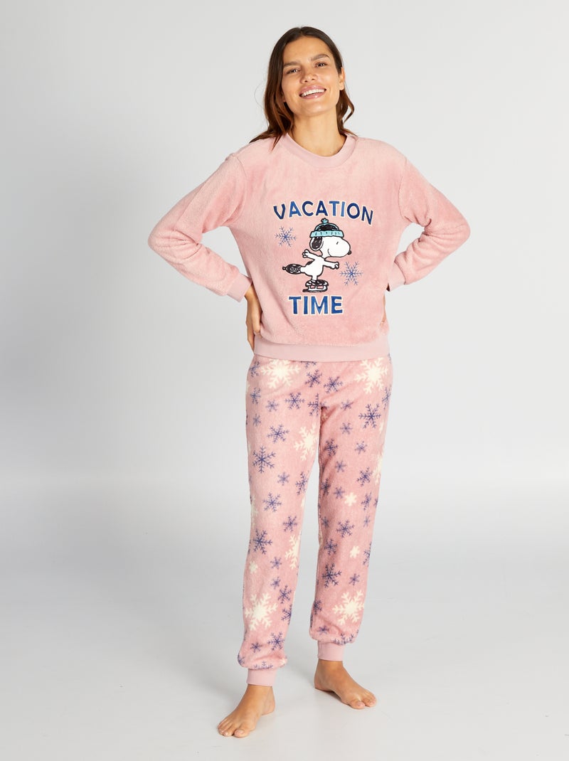 Ensemble pyjama polaire 'Snoopy' - 2 pièces Rose - Kiabi