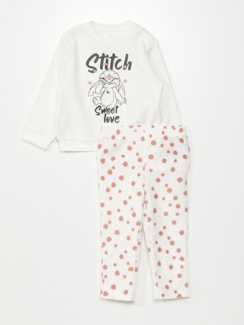 Ensemble pyjama polaire 'Stitch' - 2 pièces Blanc/rose - Kiabi