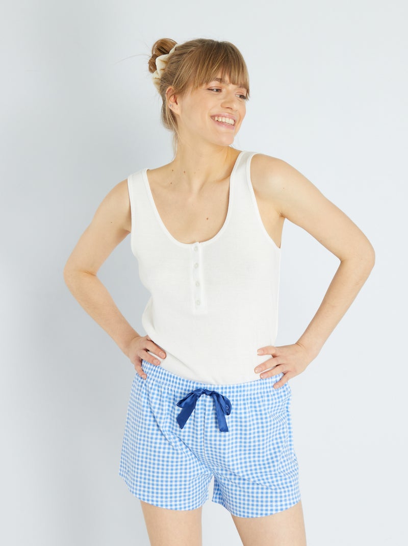 Pyjama Femme Été 2 Pièces Coton - Haut Boutonné Et Short - Confortable Pour Nuit Et Détente