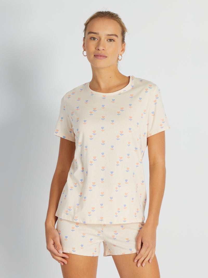 Ensemble pyjama short Ecru - Kiabi