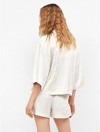 Ensemble pyjama short et chemise en tissu jacquard satiné