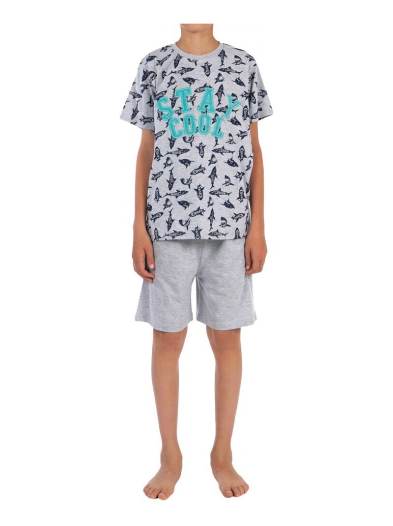 Ensemble pyjama short garçon Gris - Kiabi
