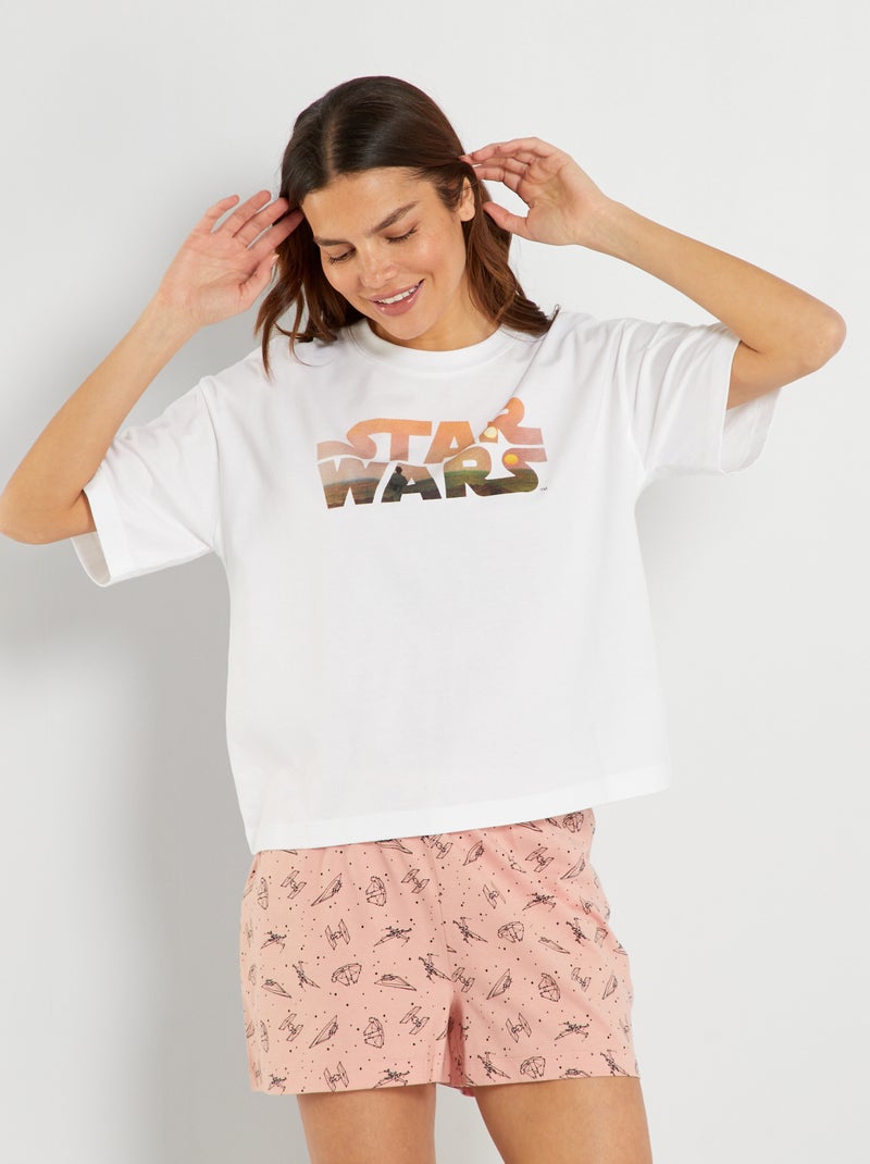 Ensemble pyjama short 'Star Wars' - 2 pièces Blanc/rose - Kiabi