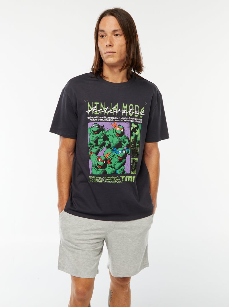 Ensemble pyjama short + t-shirt imprimé 'Tortues Ninja' NOIR - Kiabi