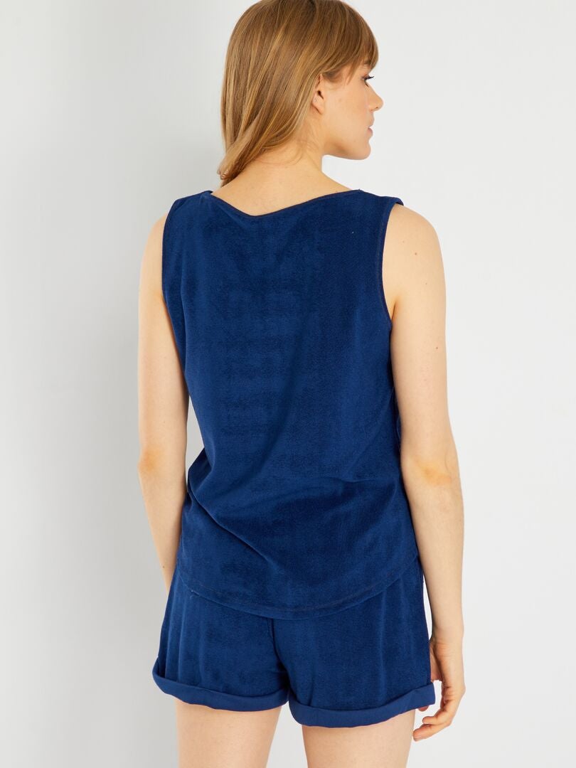 Ensemble pyjama short 2 pièces coton bleu turquoise fille | La Halle