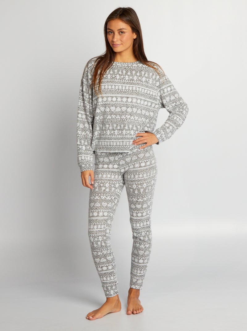Ensemble pyjama sweat + pantalon - 2 pièces Gris clair - Kiabi