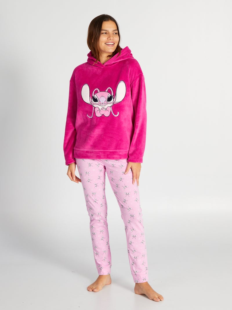 Ensemble pyjama sweat polaire + pantalon jersey 'Stitch' - 2 pièces Rose - Kiabi