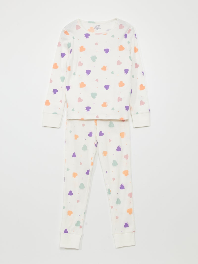 Ensemble pyjama t-shirt + pantalon - 2 pièces Blanc - Kiabi