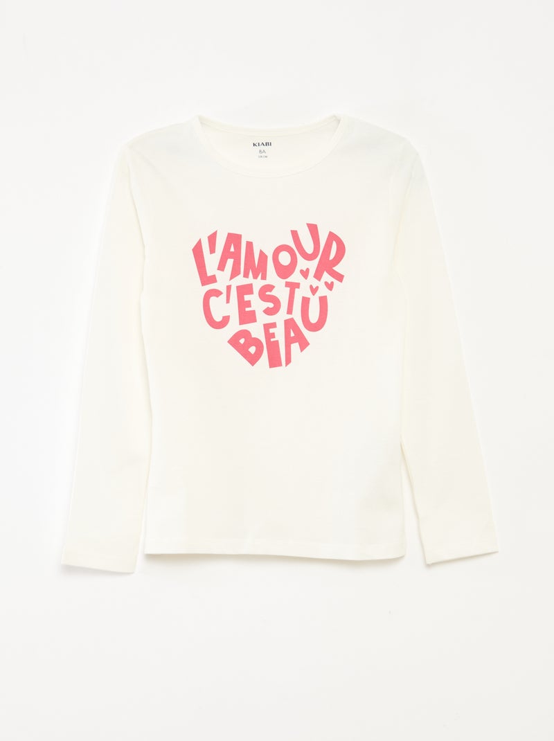 Ensemble pyjama t-shirt + pantalon - 2 pièces Blanc - Kiabi