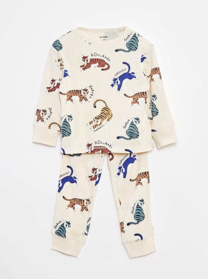 Ensemble pyjama t-shirt + pantalon - 2 pièces Blanc - Kiabi