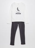 Ensemble pyjama t-shirt + pantalon - 2 pièces Blanc/gris foncé - Kiabi