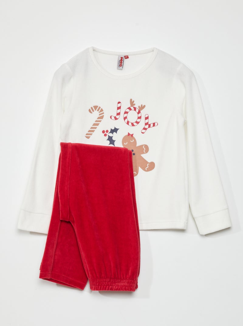 Ensemble pyjama t-shirt + pantalon - 2 pièces Blanc/rouge - Kiabi
