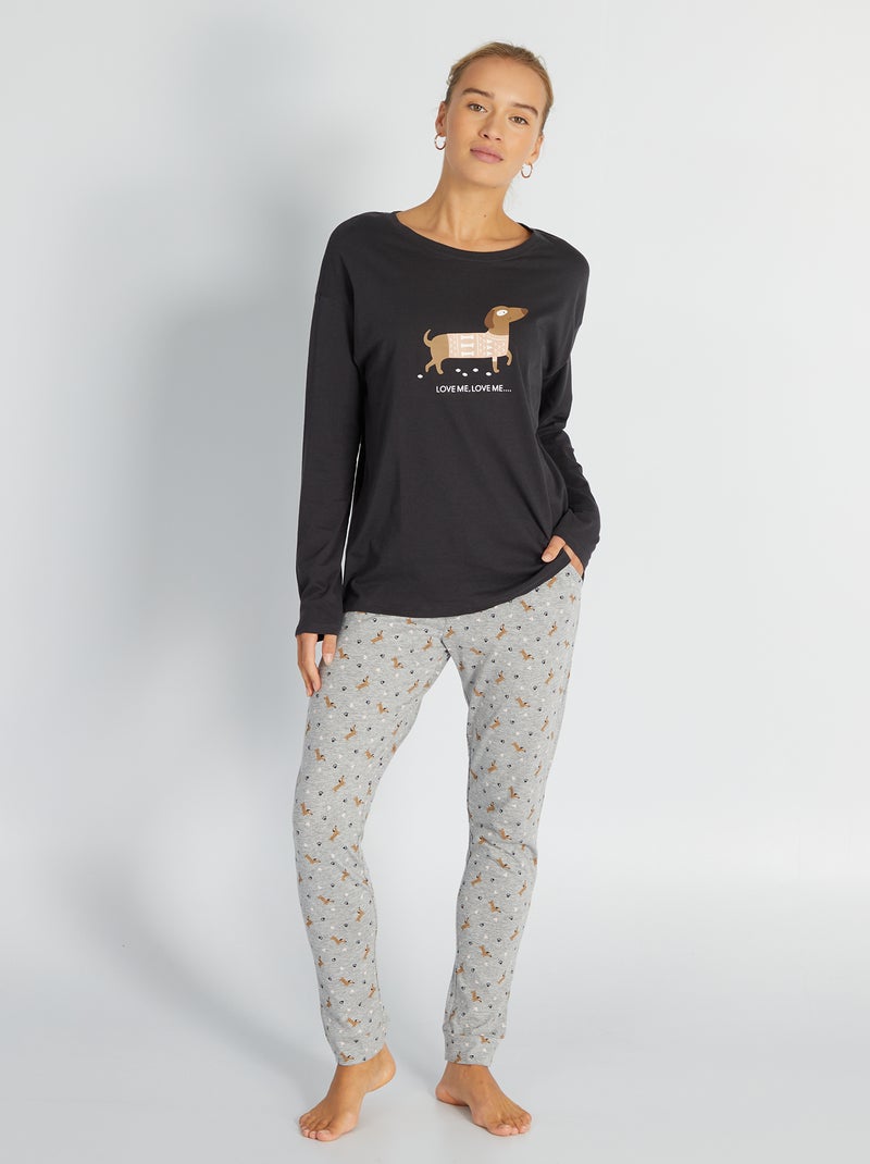 Ensemble pyjama t-shirt + pantalon - 2 pièces Gris - Kiabi