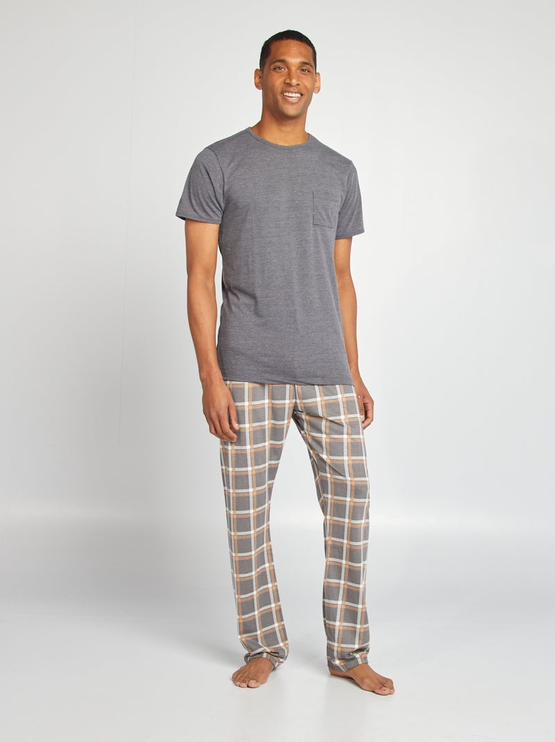 Ensemble pyjama t-shirt + pantalon - 2 pièces Gris/marron - Kiabi