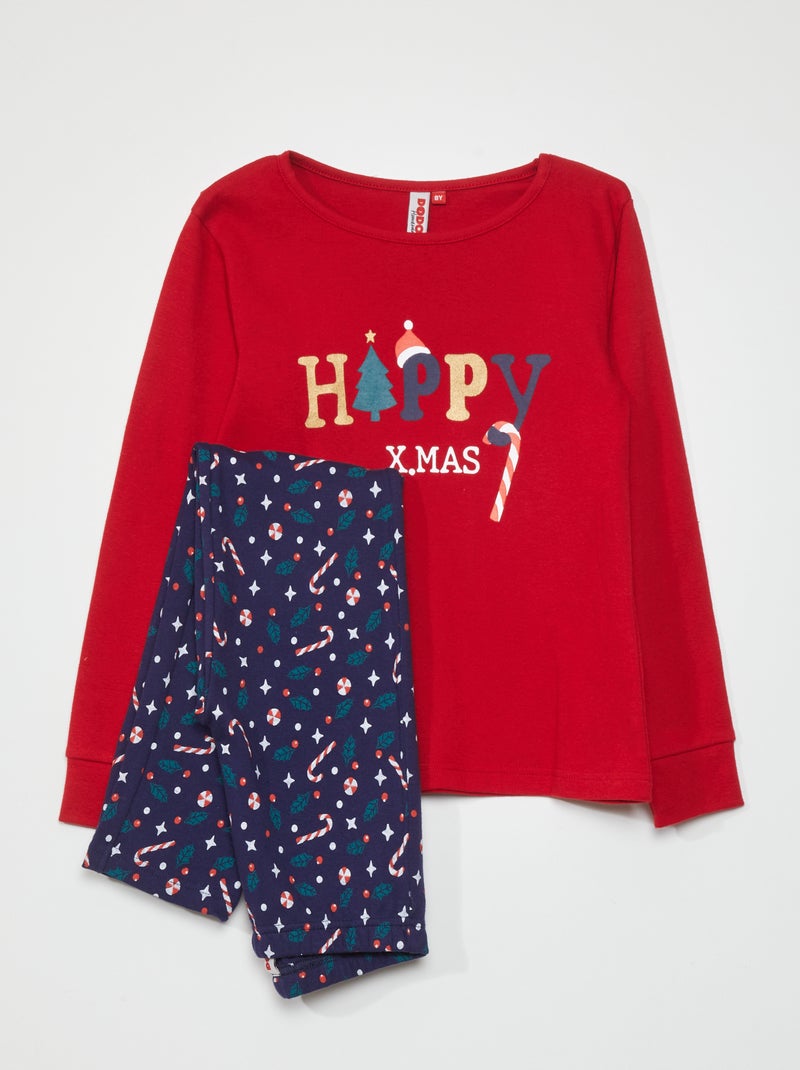 Ensemble pyjama t-shirt + pantalon - 2 pièces Rouge/bleu - Kiabi