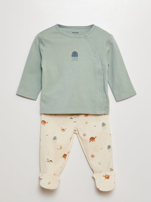 Ensemble pyjama t-shirt + pantalon avec pieds - 2 pièces - Kiabi