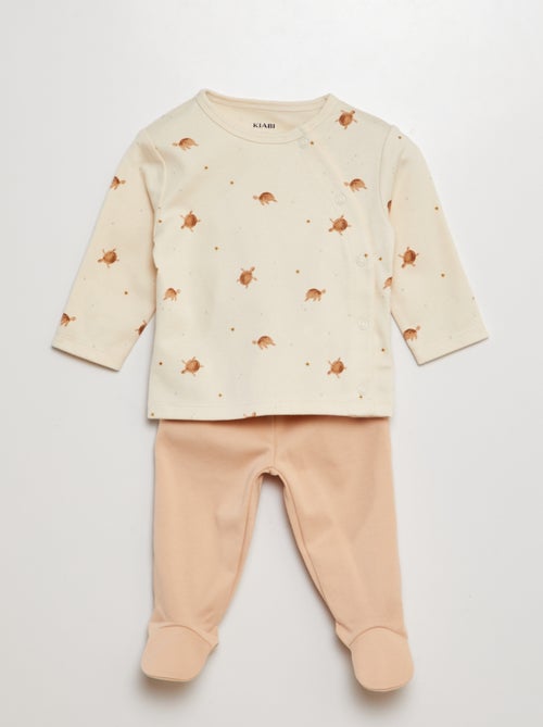Ensemble pyjama t-shirt + pantalon avec pieds - 2 pièces - Kiabi