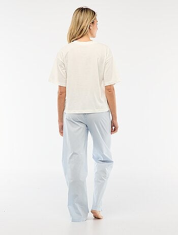Ensemble pyjama t-shirt + pantalon en popeline 'Stitch' - 2 pièces