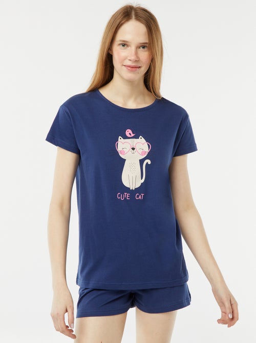 Ensemble pyjama t-shirt sans manches + short imprimé - 2 shorts - Kiabi