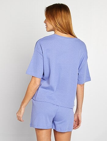 Ensemble pyjama t-shirt + short en maille pointelle - 2 pièces