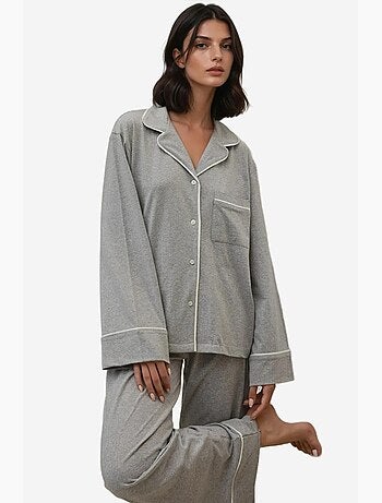 Ensemble pyjama taille haute à jambes larges et col chemise hiccup