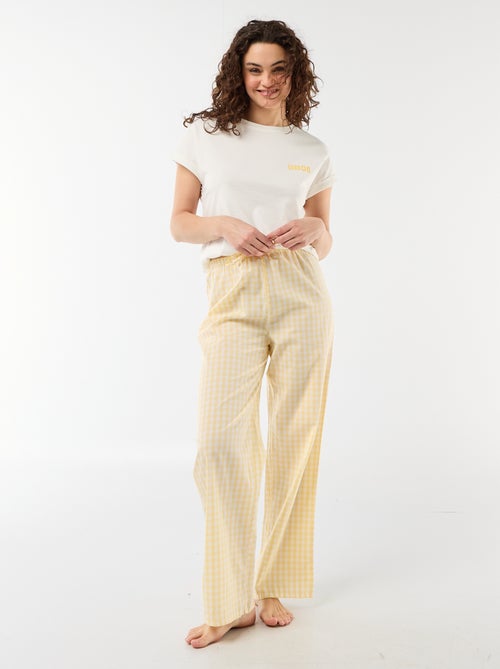 Ensemble pyjama tee-shirt + pantalon à carreaux - 2 pièces - Kiabi