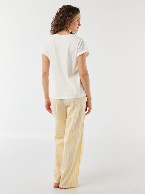 Ensemble pyjama tee-shirt + pantalon à carreaux - 2 pièces - Kiabi