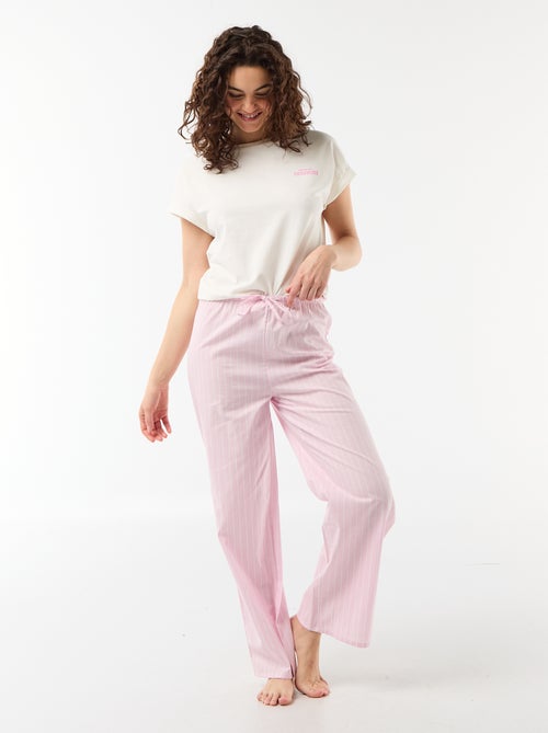 Ensemble pyjama tee-shirt + pantalon à rayures - 2 pièces - Kiabi