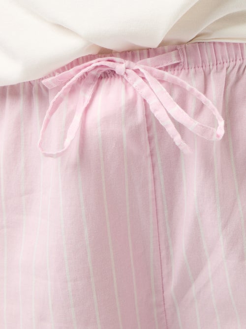 Ensemble pyjama tee-shirt + pantalon à rayures - 2 pièces - Kiabi