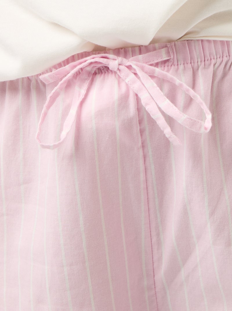 Ensemble pyjama tee-shirt + pantalon à rayures - 2 pièces Rose - Kiabi