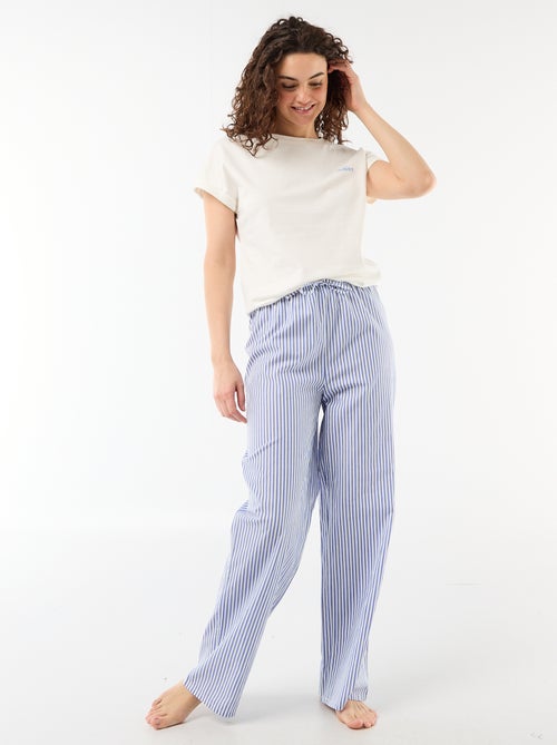 Ensemble pyjama tee-shirt + pantalon à rayures- 2 pièces - Kiabi