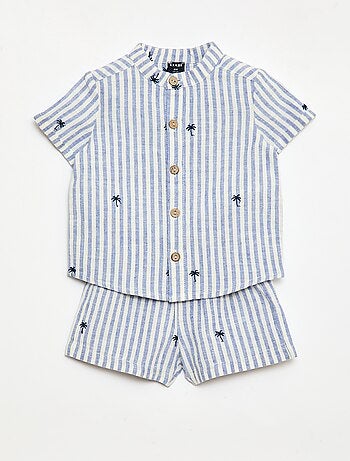 Ensemble rayé 2 pièces - chemise + short
