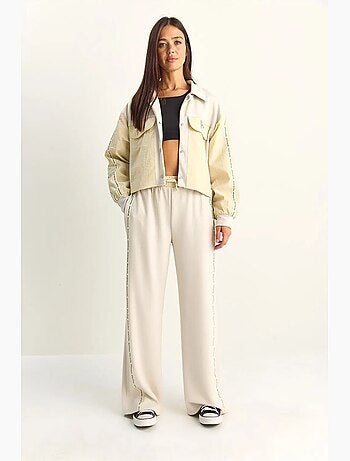 Ensemble rayé veste et pantalon large lucci