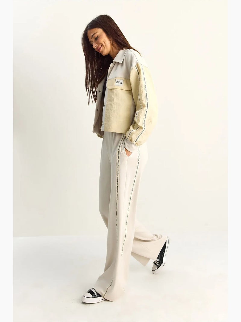 Ensemble rayé veste et pantalon large lucci Beige argile - Kiabi