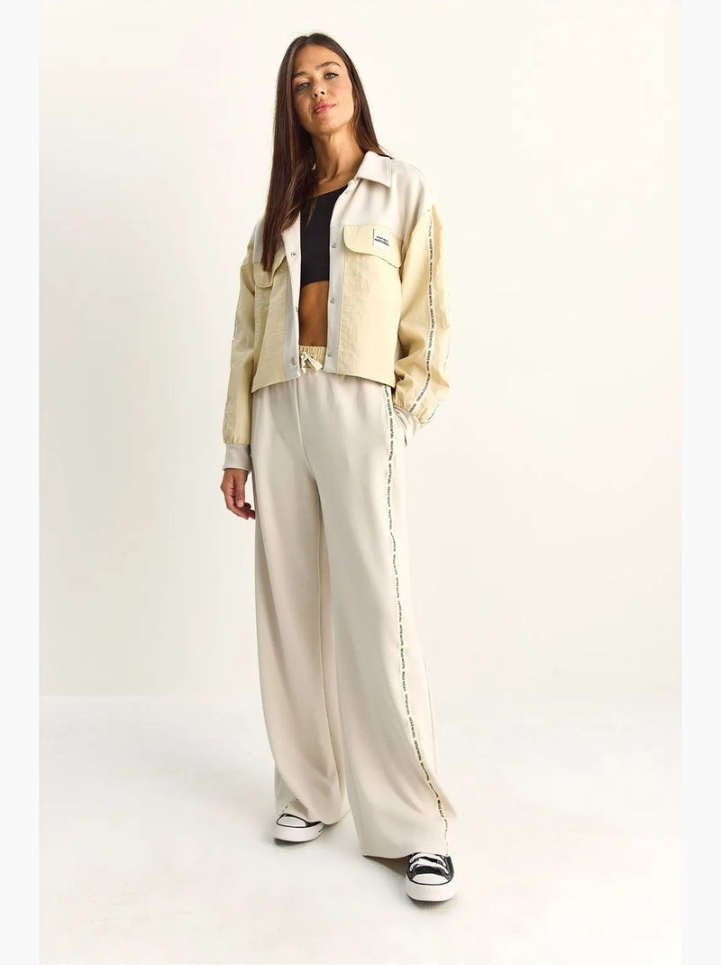 Ensemble rayé veste et pantalon large lucci Beige argile - Kiabi