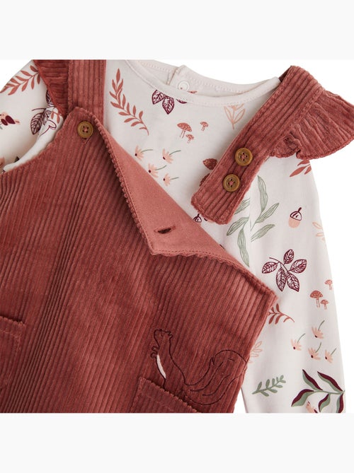 Ensemble robe bébé en velours côtelé, t-shirt et collant Evie - Kiabi