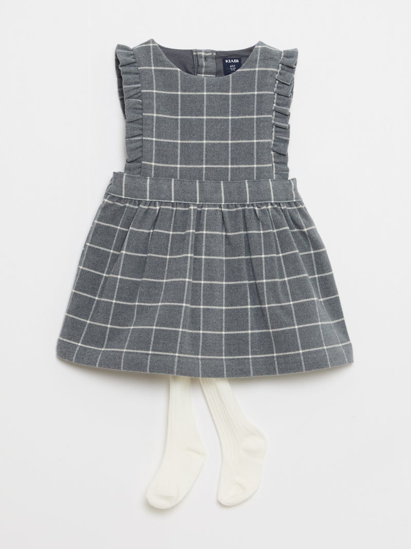 Ensemble robe en flanelle + collants - 2 pièces Gris - Kiabi
