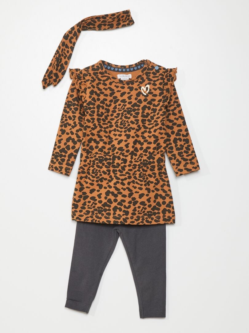 Ensemble robe + legging + bandeau Marron - Kiabi