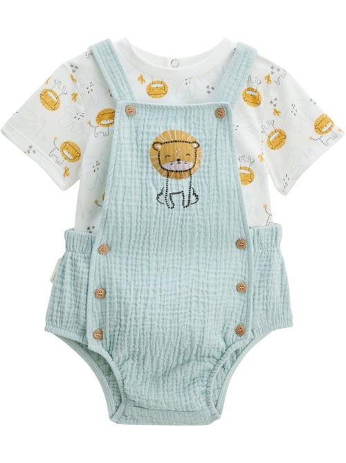 Ensemble salopette b?b? en gaze de coton et t-shirt Elio - Kiabi