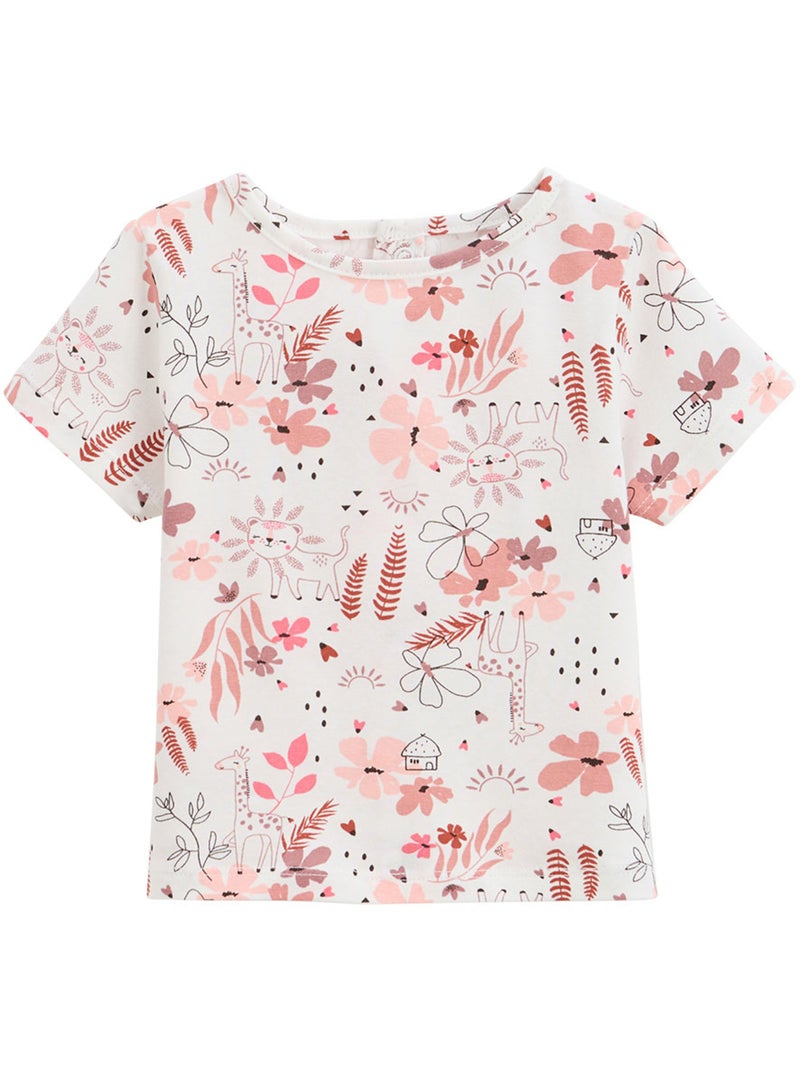 Ensemble salopette b?b? en gaze de coton et t-shirt Petit Safari Rose - Kiabi