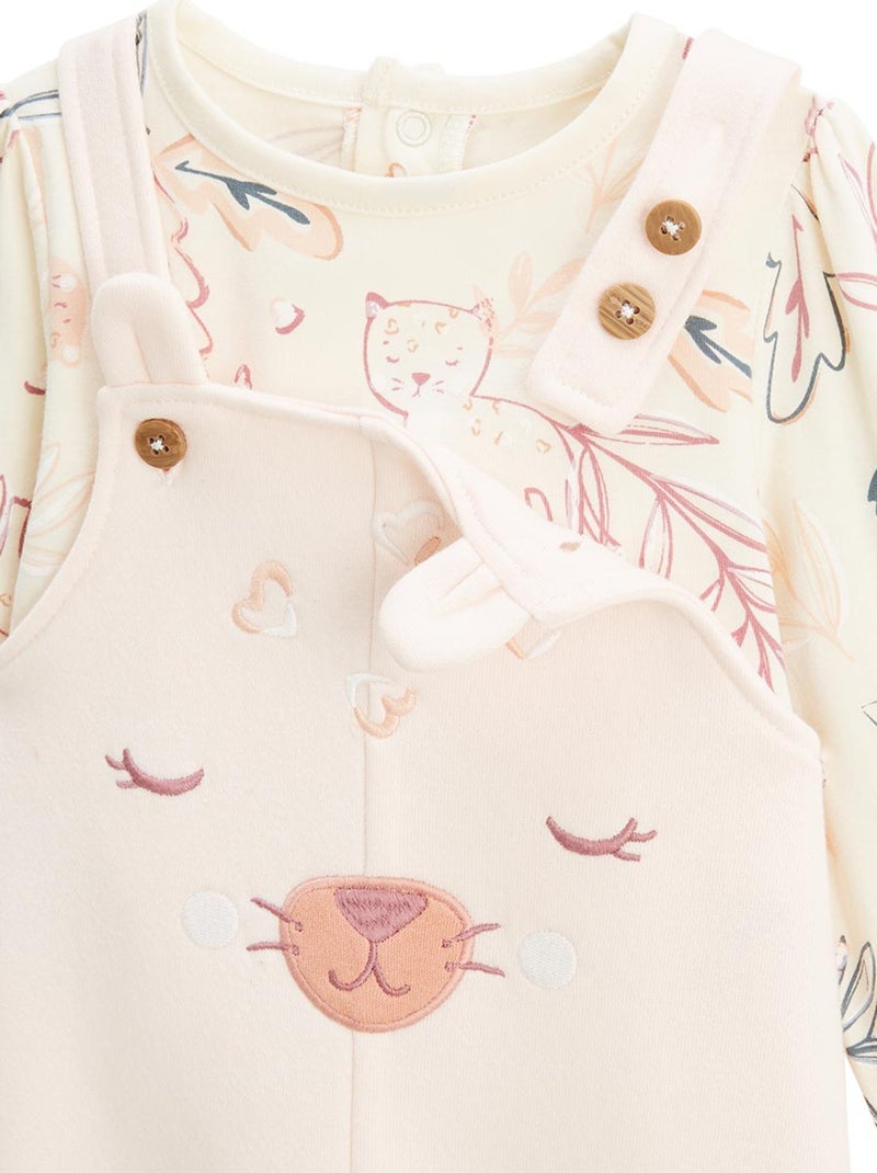 Ensemble salopette b?b? en molleton et t-shirt Matcha Rose - Kiabi